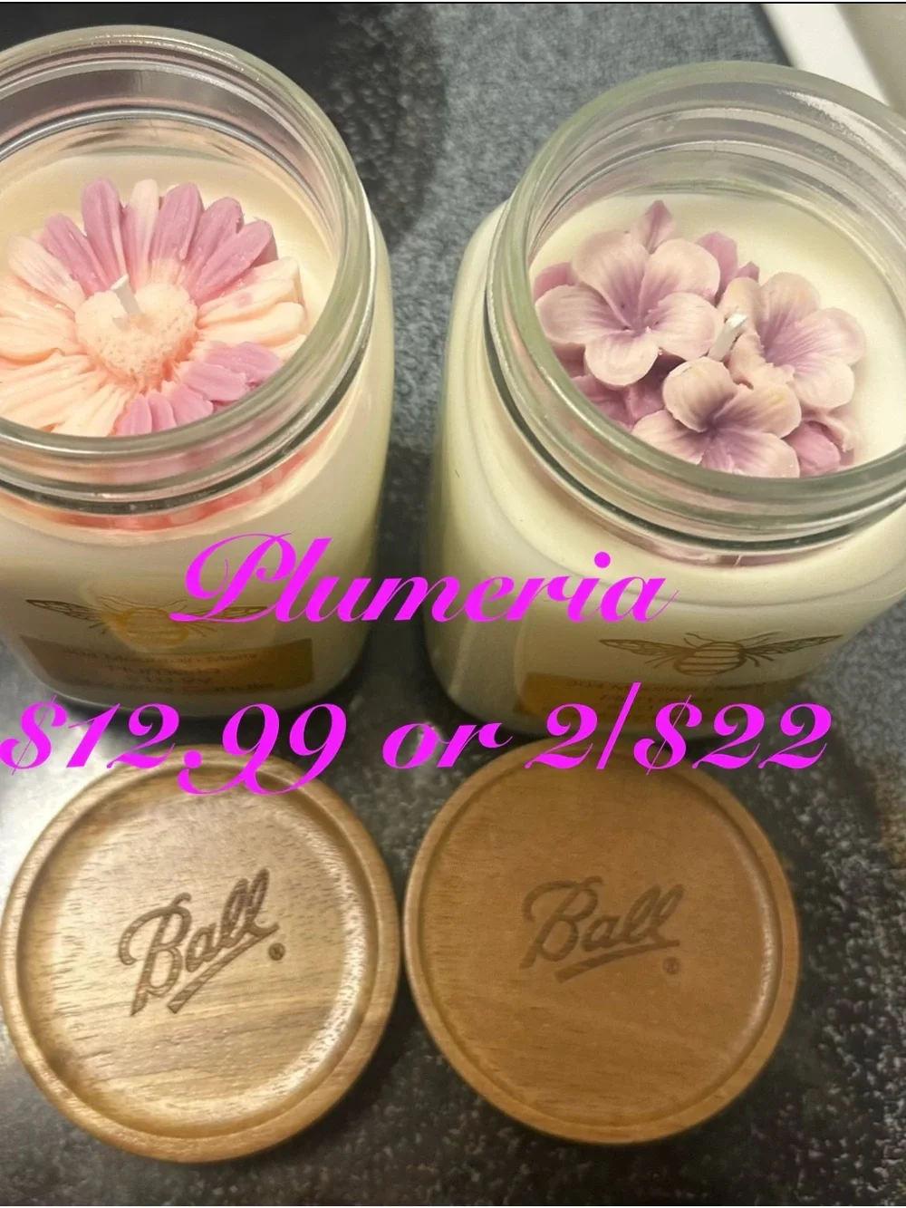 Floral Mason Jar Candle - Green